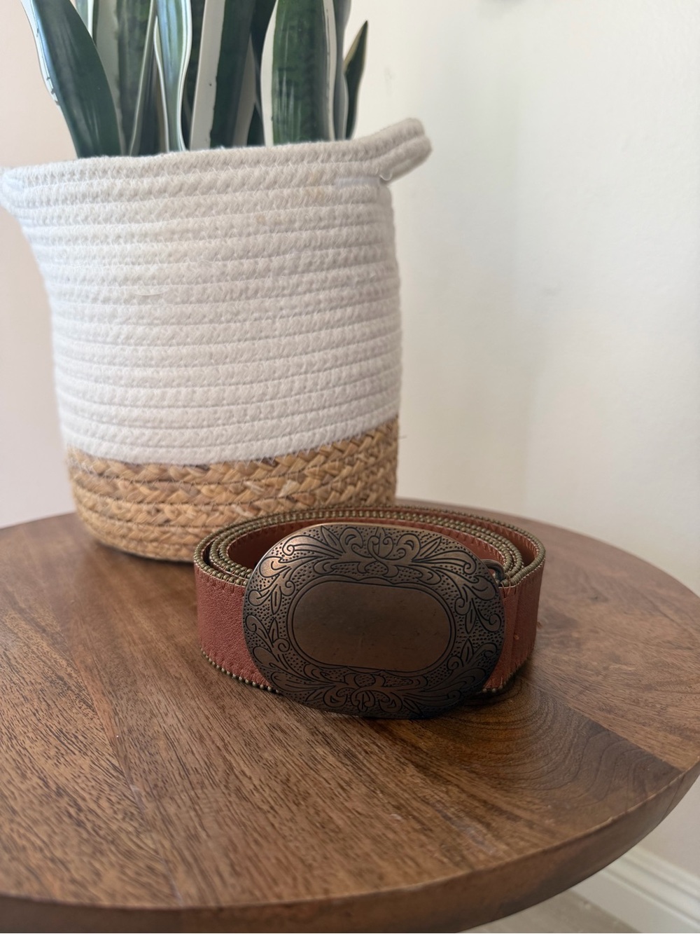 Brown buckle belt